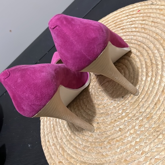 BCBGeneration Hi Barbie Pink Leather Suede Platform Pump Heel Size 8.5 - Picture 2 of 15